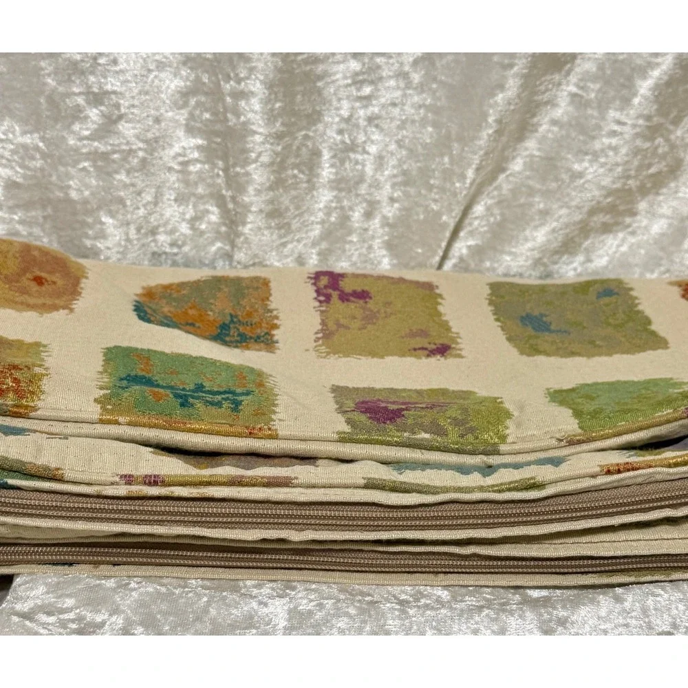 2-Pillow Cover Cream Jewel Tone Abstract Squares Textured Accent‎ Pillow 17 x 19
